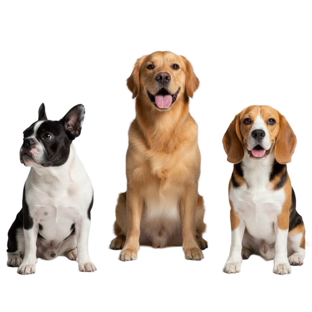 3 types of dogs sitting